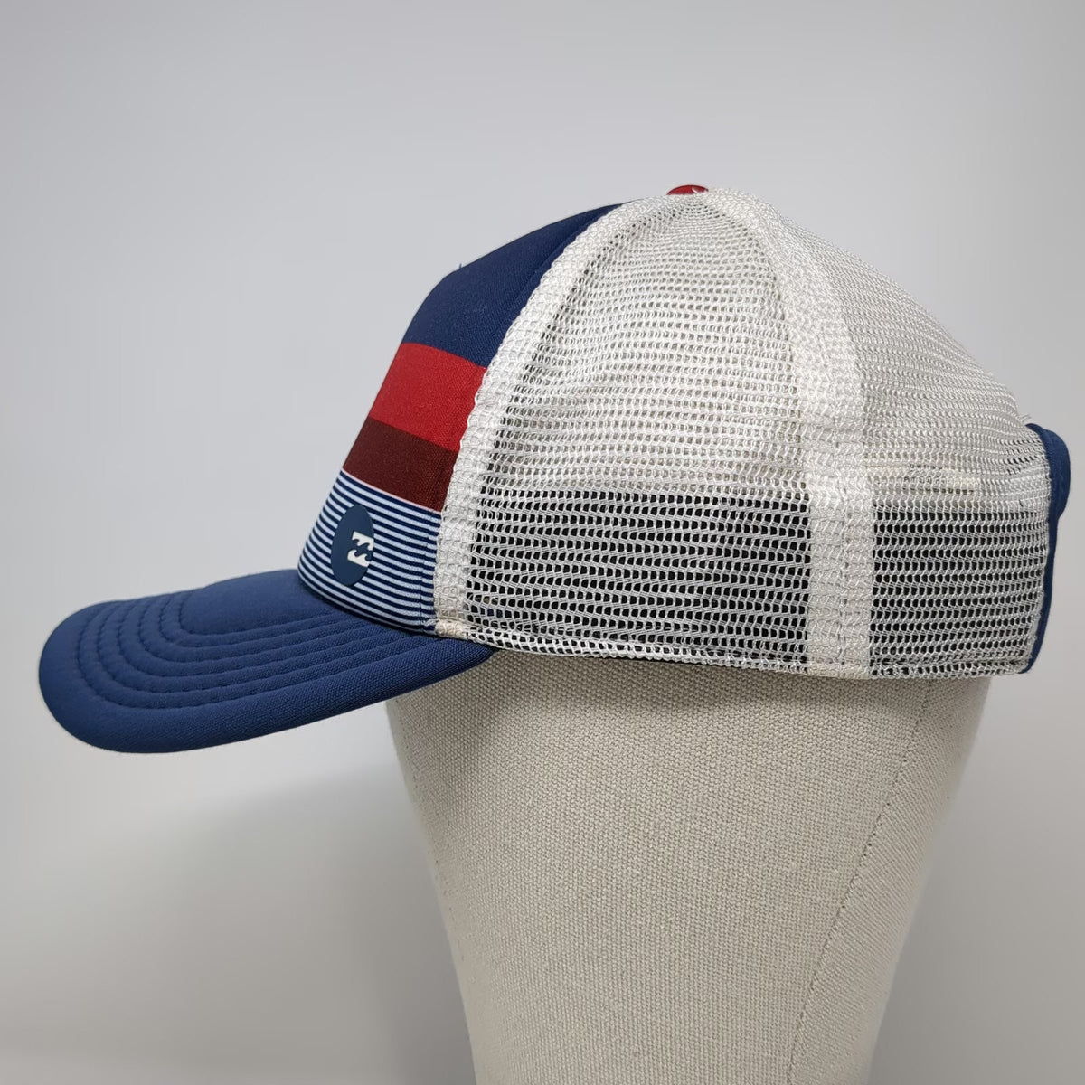 Billabong Trucker Hat Blue White Red One Size Striped Mesh Snapback Foam Front
