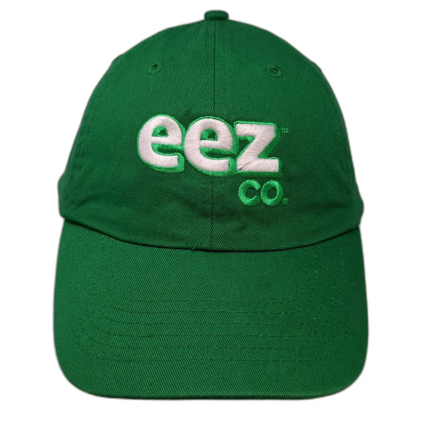 Baseball Cap Green White One Size eez CO Logo Slideback Cotton Hat Embroidered