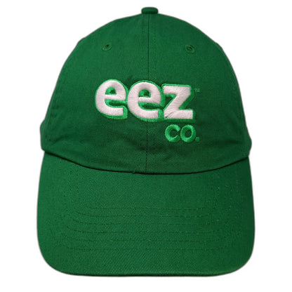 Baseball Cap Green White One Size eez CO Logo Slideback Cotton Hat Embroidered