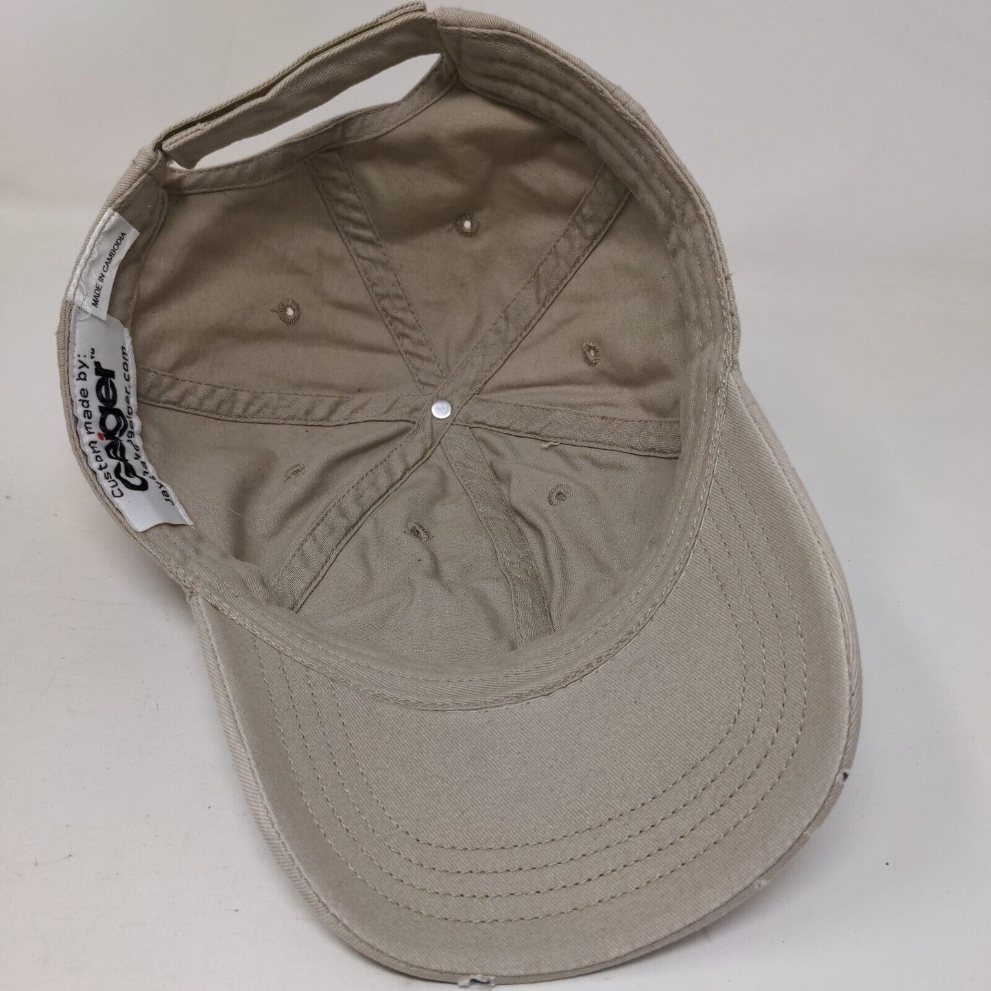 Irby Strapback Hat Tan One Size Adjustable Embroidered 6 Panel Vent Holes