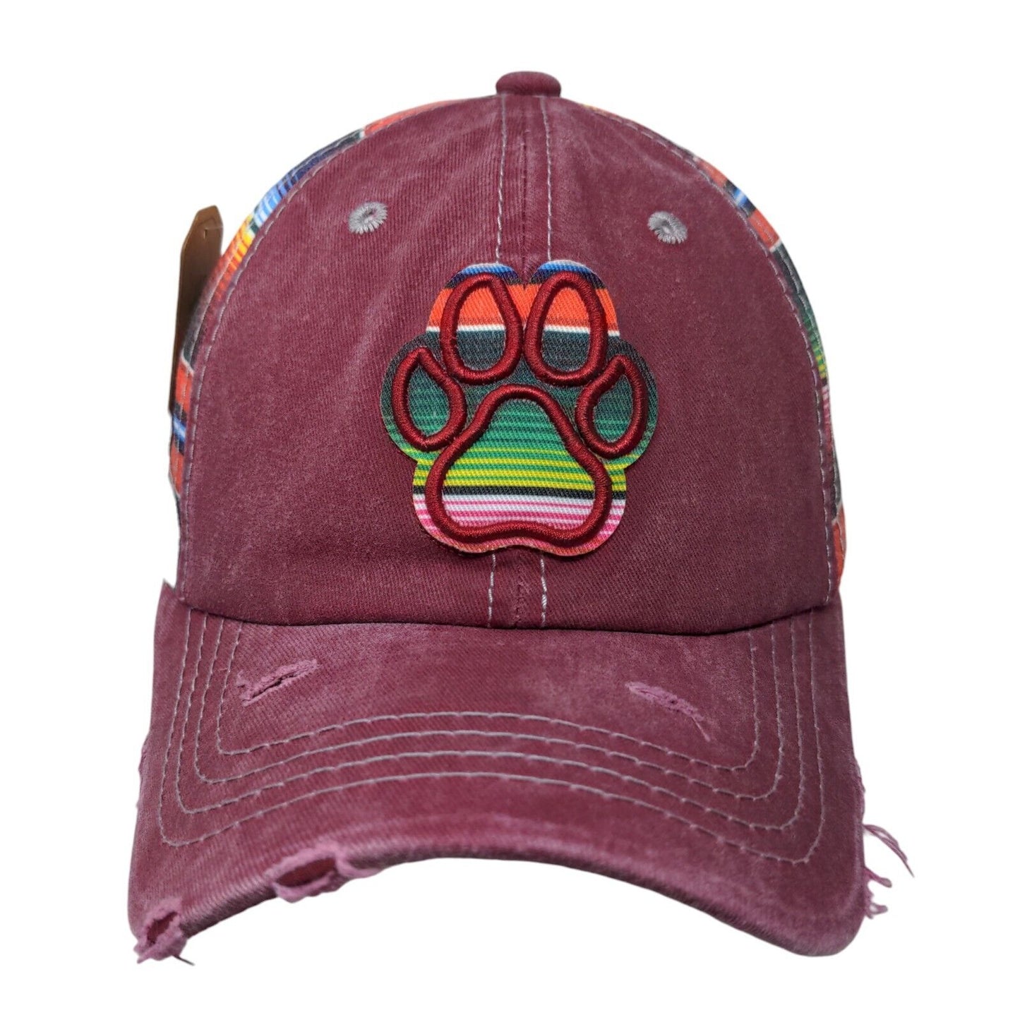 Dog Paw Embroidered Strapback Hat Multicolor One Size Adjustable Hat Republic