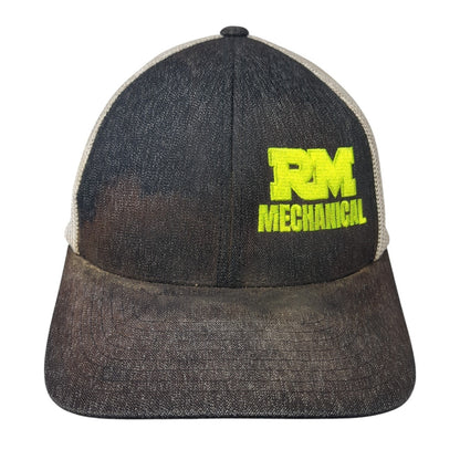 RM Mechanical Fitted Trucker Hat Black Medium Mesh Back Pacific Headwear