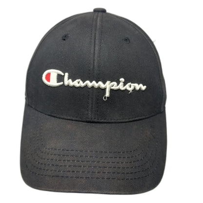 Champion Baseball Cap Black One Size Adjustable Slideback Embroidered Script Hat