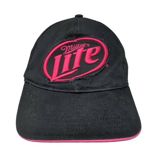 Miller Lite Strapback Hat Black OSFM Embroidered 6 Panel Infinity Headwear