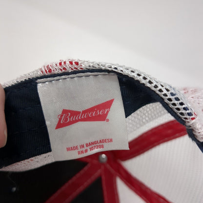 Budweiser Snapback Trucker Hat Blue One Size Adjustable Mesh Back Cotton