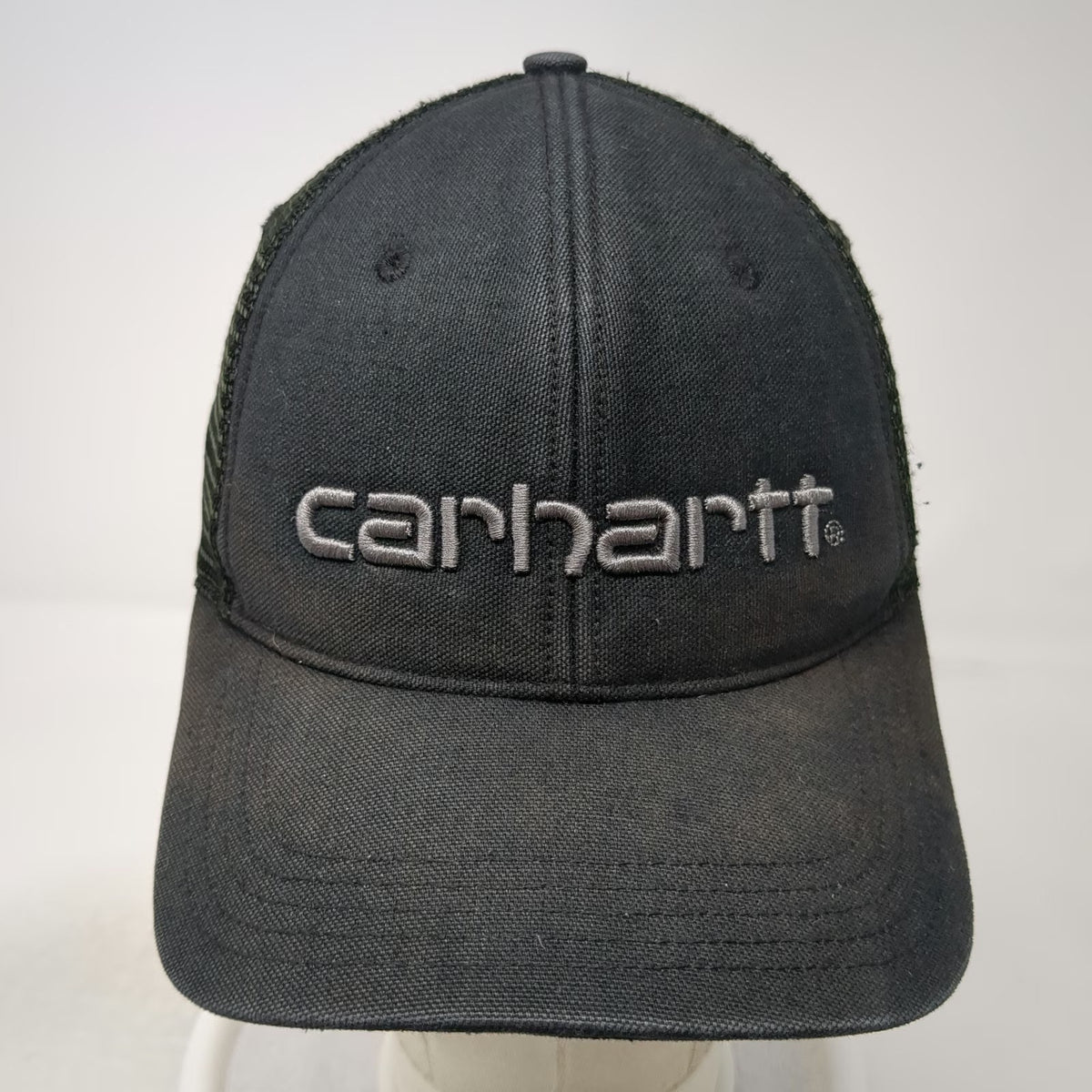Carhartt Trucker Hat Black Gray One Size Snapback Mesh Logo Embroidered Work