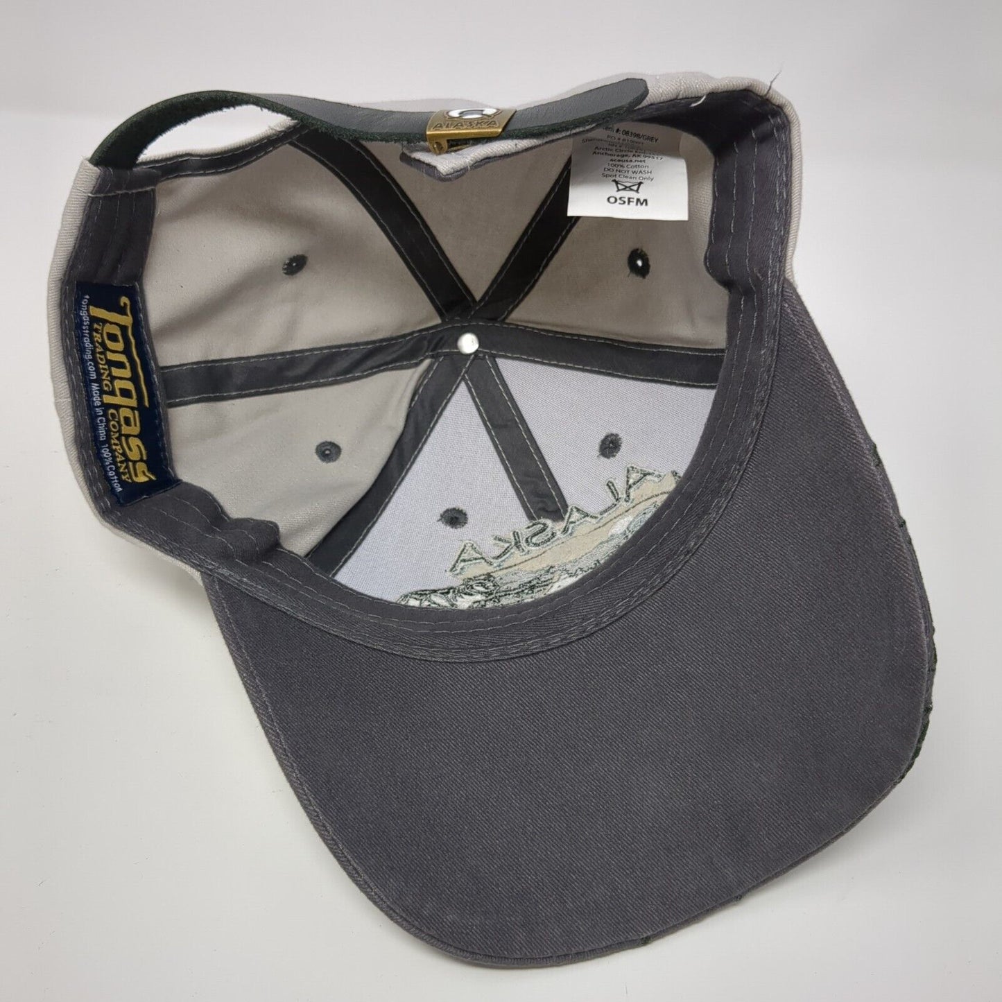 Alaska Slideback Hat Gray One Size Adjustable Embroidered Patriotic Tonqass