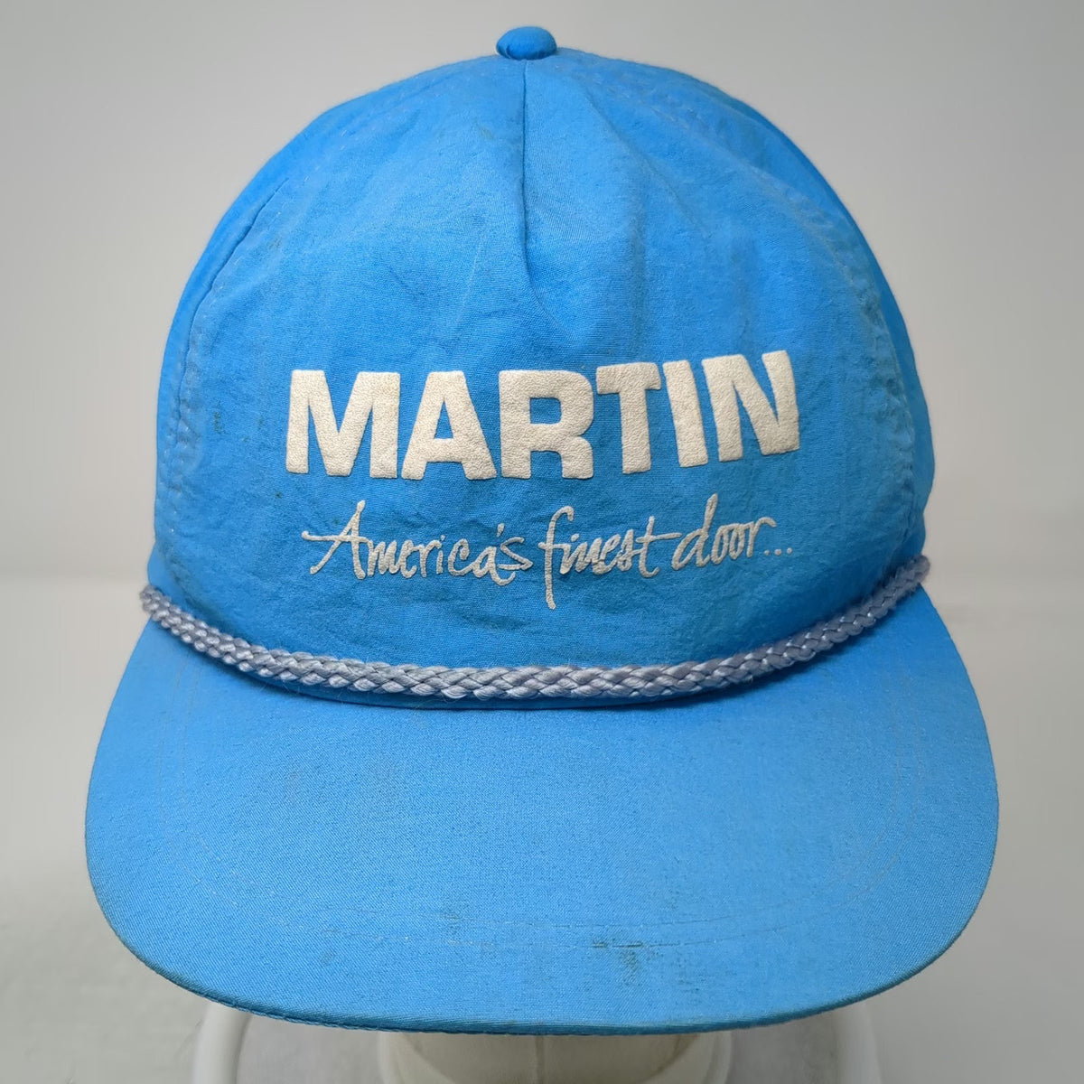 Trucker Blue Nylon Rope Snapback Martin Door America's Finest Hat Vintage OS