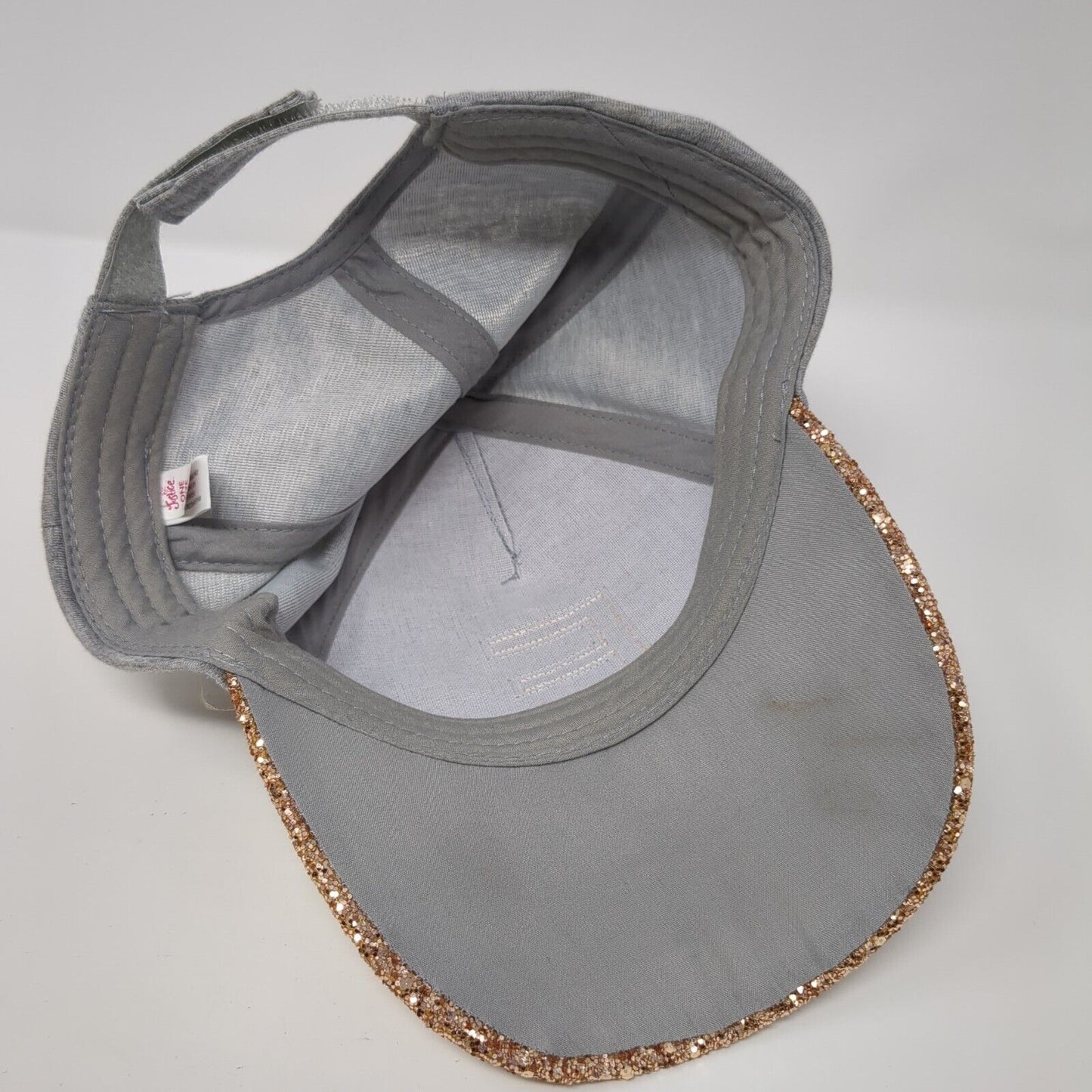 Letter E Justice Strapback Hat Multicolor OS Adjustable Gold Glitter Sequin