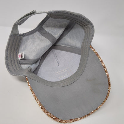 Letter E Justice Strapback Hat Multicolor OS Adjustable Gold Glitter Sequin