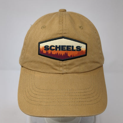 Scheels Snapback Hat Brown One Size Adjustable Embroidered Vented Holes 6 Panel