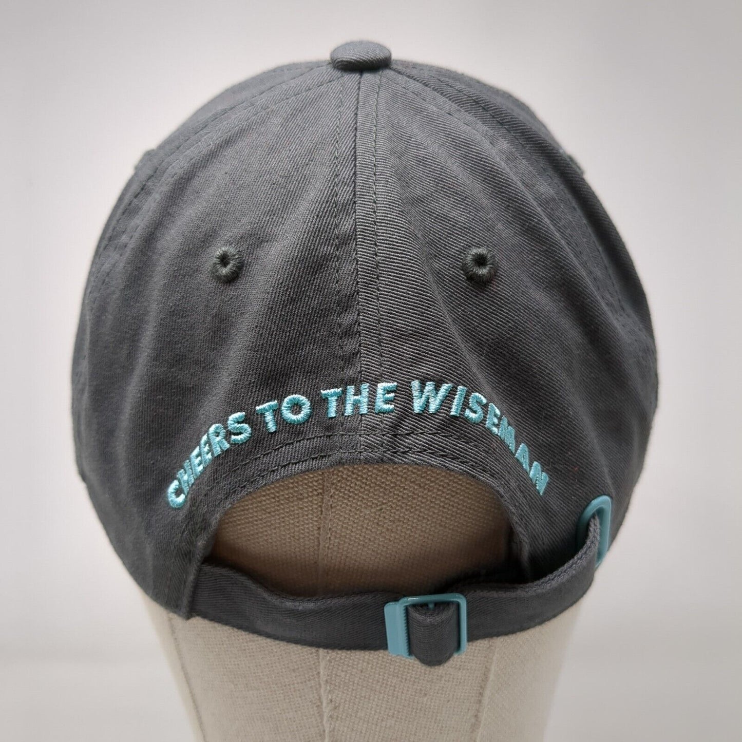 Cheers To The Wiseman Slideback Hat Gray One Size Adjustable Embroidered Cotton