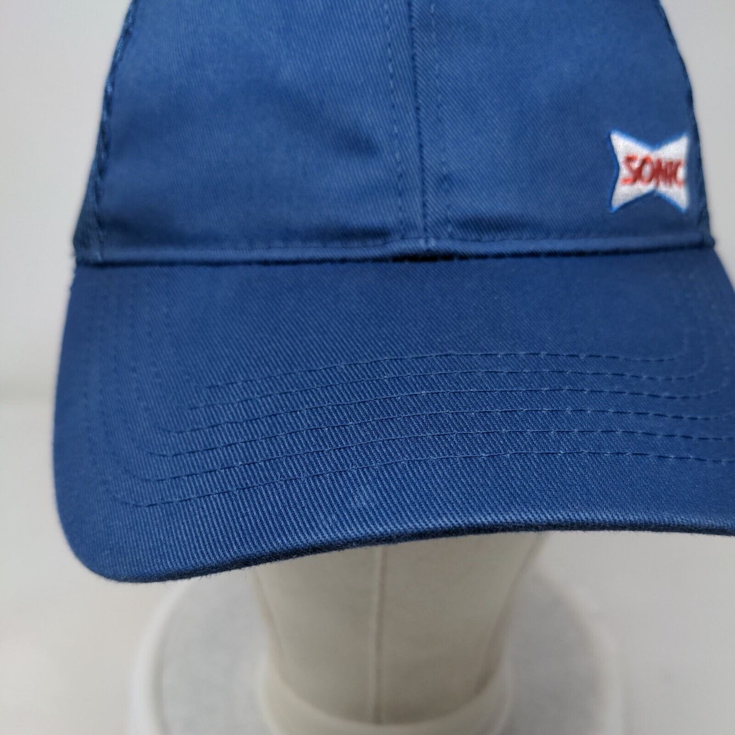 Sonic Snapback Hat Blue One Size Embroidered Mesh Back Solid 6 Panel