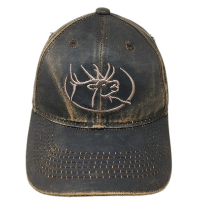 RMEF Snapback Brown Hat One Size Elk Logo Hunting Conservation Waxed Finish