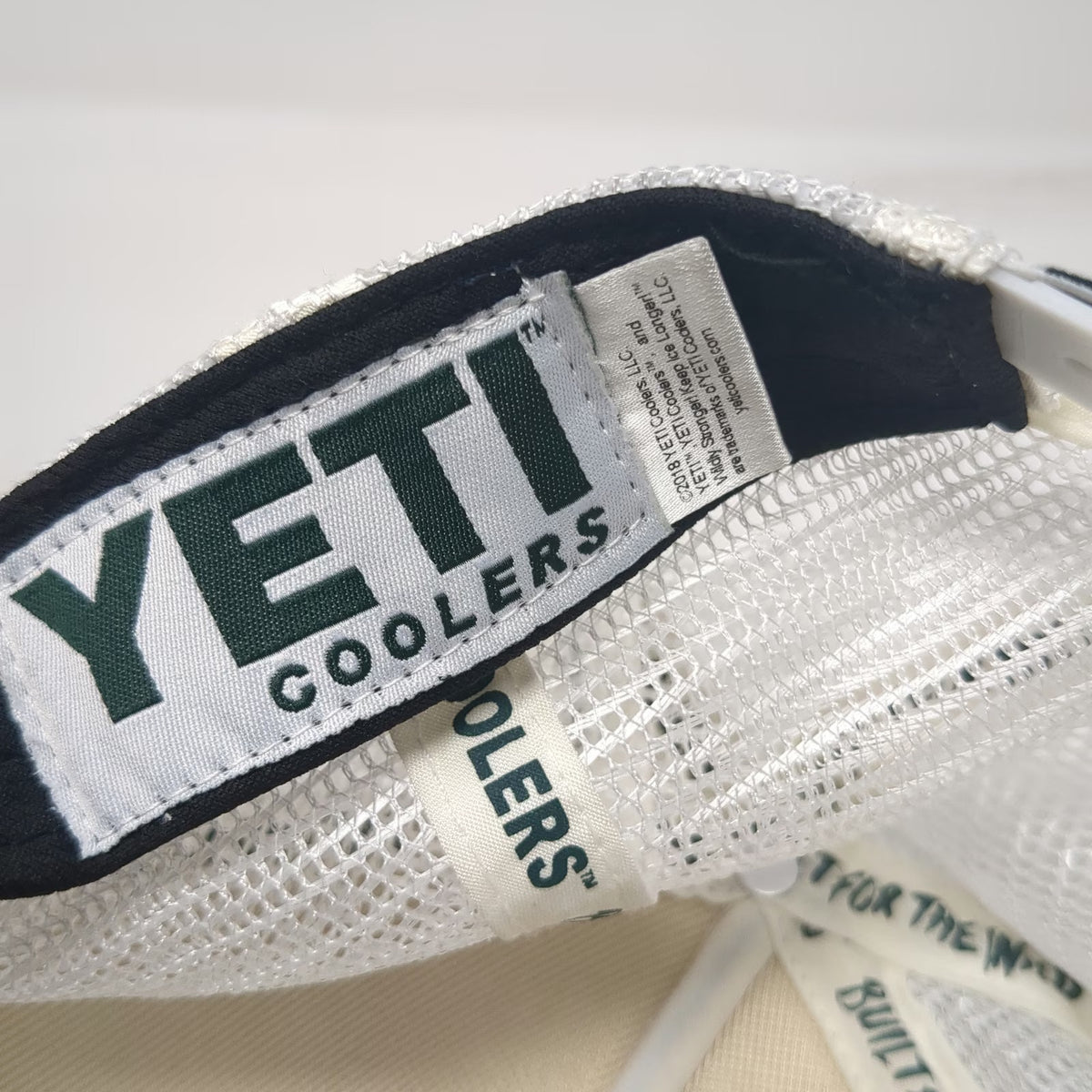YETI Trucker Hat Blue One Size Built For The Wild Mesh Snapback Patch Green Brim