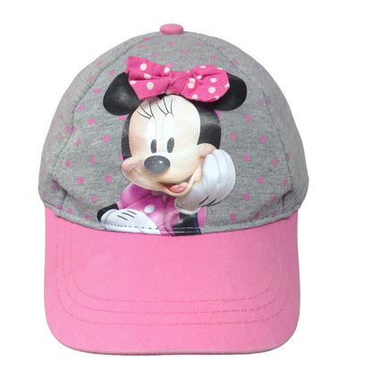 Disney Girl's Strapback Hat Gray Pink Size OSFM Graphic Minnie Mouse Logo Cotton