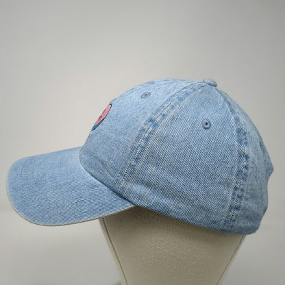 HG Baseball Cap Blue One Size Go Away Heart Embroidered Denim Slideback Hat