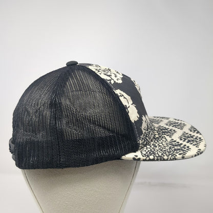Volcom Trucker Hat Black White OSFM Floral Print Geometric Pattern Mesh Snapback