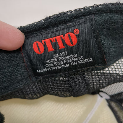 OTTO Trucker Hat Black One Size Stay In Your Lane Checkered Mesh Back Foam Hat