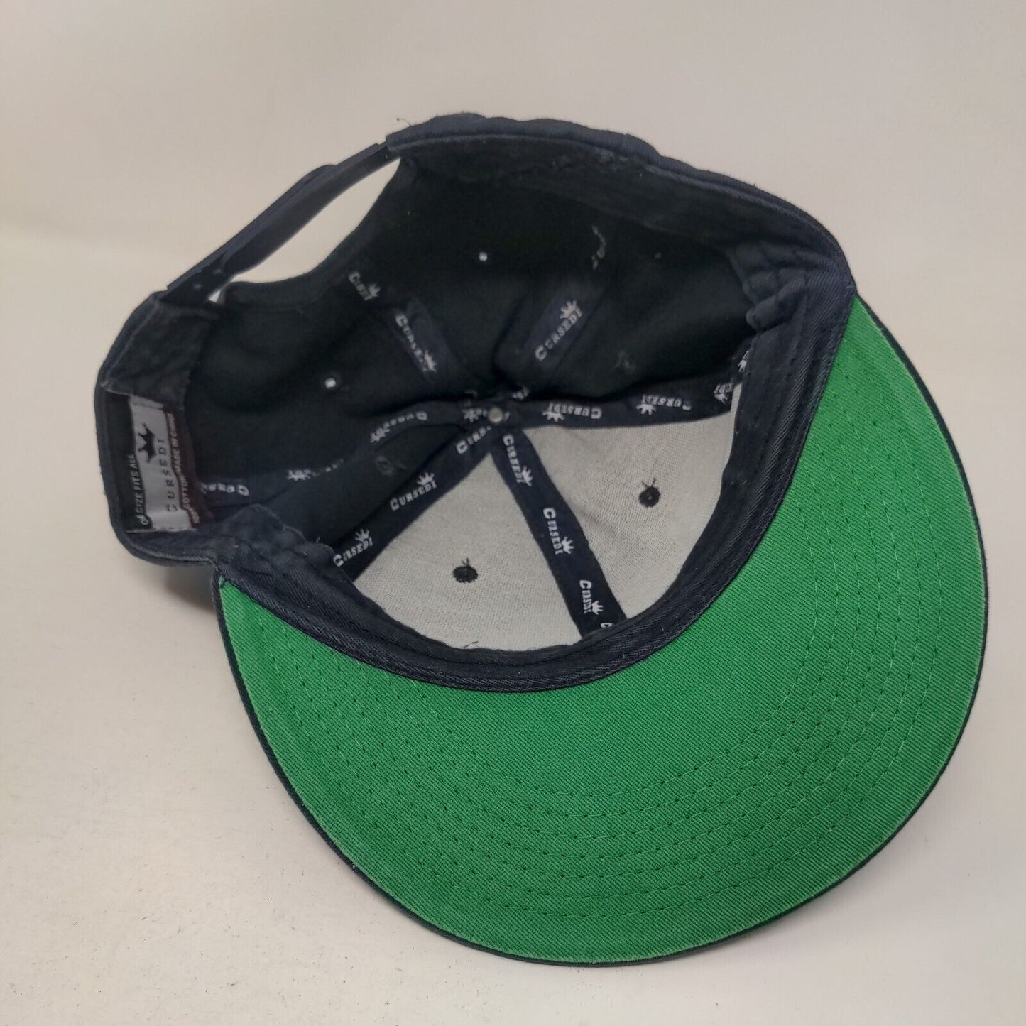 Cursedi Snapback Hat Blue OSFA Adjustable Vented Holes 6 Panel Blank