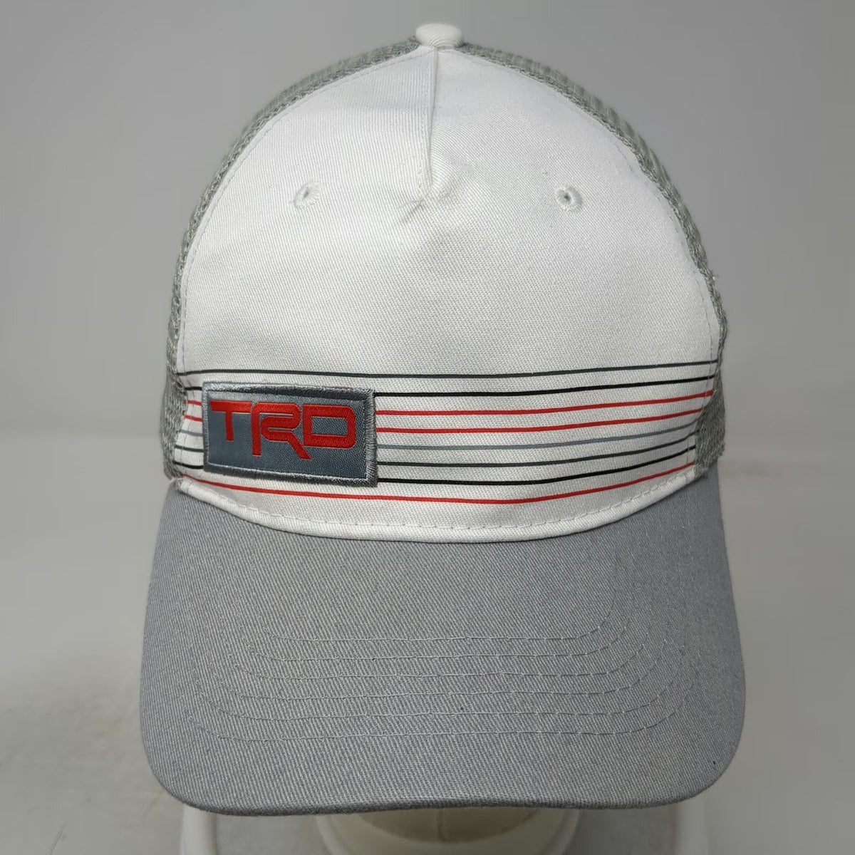 Head to Toe 5 Panel White One Size Trucker Hat TRD Racing Logo Mesh Back Patch