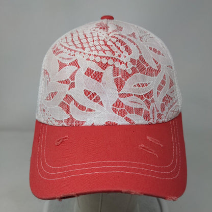 Unbranded Snapback Trucker Hat Multicolor OS Mesh Back Lace Trim Distressed