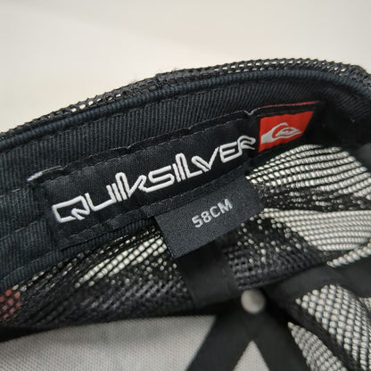 Quiksilver Trucker Hat Black One Size Mesh Back Snapback Boardriding Logo Patch