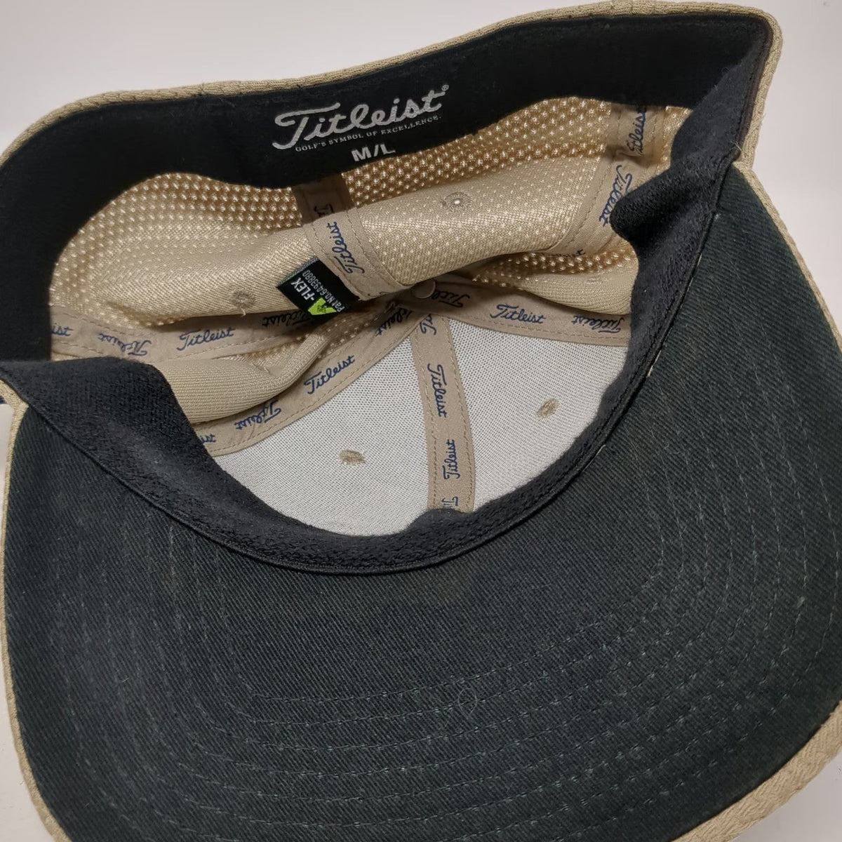 Titleist Baseball Cap Beige Blue L Pro V1 FJ A-Flex Mesh Breathable Golf Hat