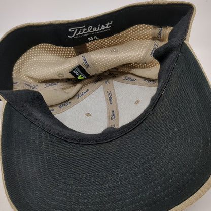 Titleist Baseball Cap Beige Blue L Pro V1 FJ A-Flex Mesh Breathable Golf Hat