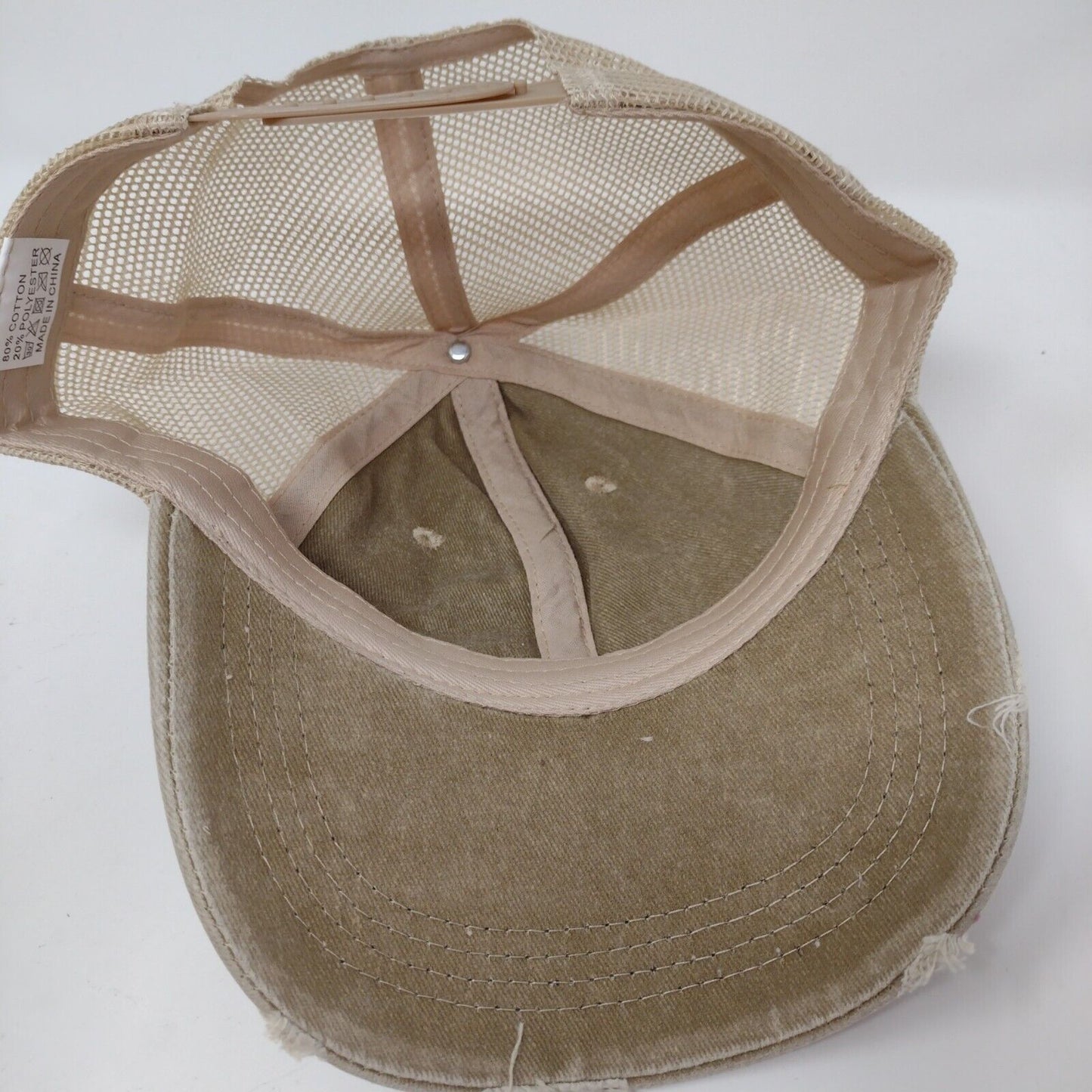 S**t Show Supervisor Snapback Trucker Hat Tan One Size Mesh Back Distressed