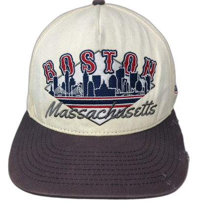 Shells Vintage 5 Panel Beige Hat One Size Snapback Boston Skyline Massachusetts
