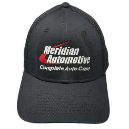 New Era Baseball Cap Black XL Meridian Automotive Mesh Back Stretch Fit Hat