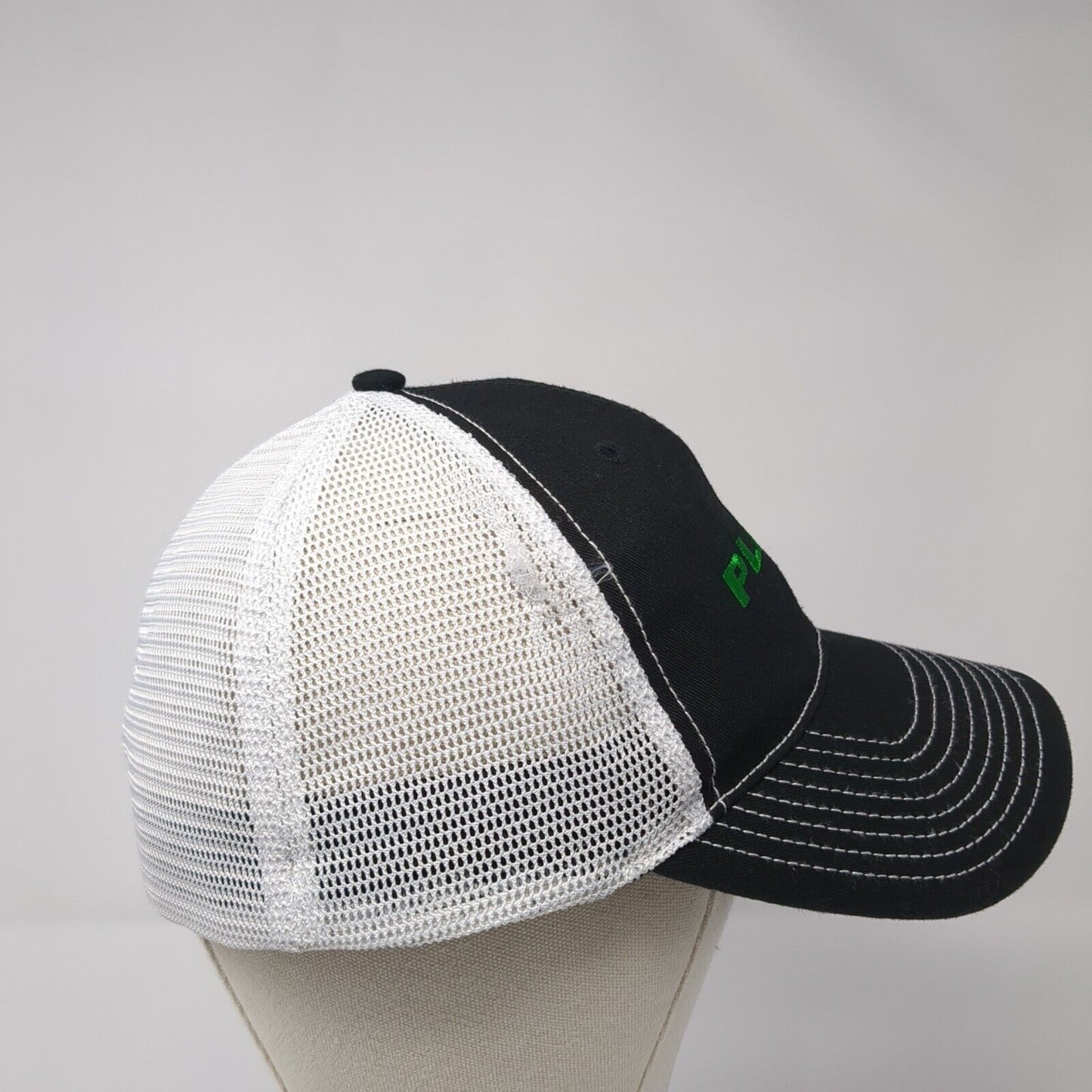 Platt Fitted Mesh Back Trucker Hat Black One Size Embroidered Colorblock