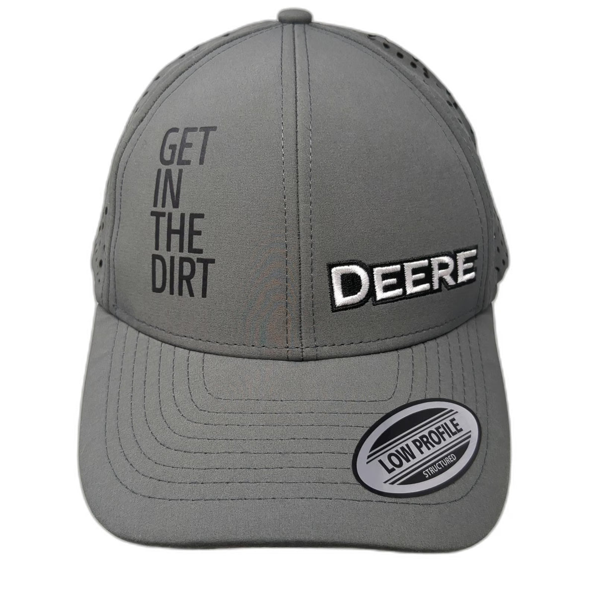 John Deere Trucker Hat Gray One Size Snapback Low Profile Structured Perforated