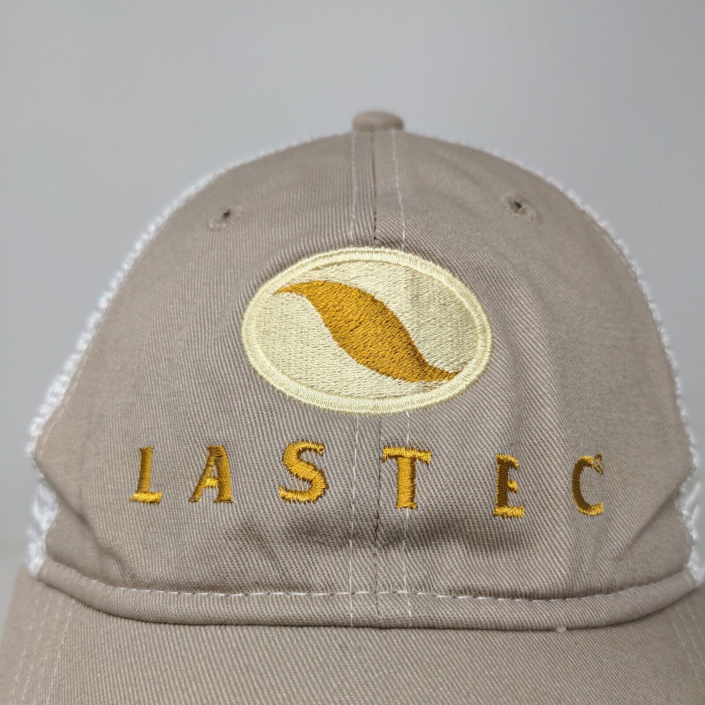 Cap America Men's Slideback Mesh Back Hat Tan Embroidered Lastec Logo