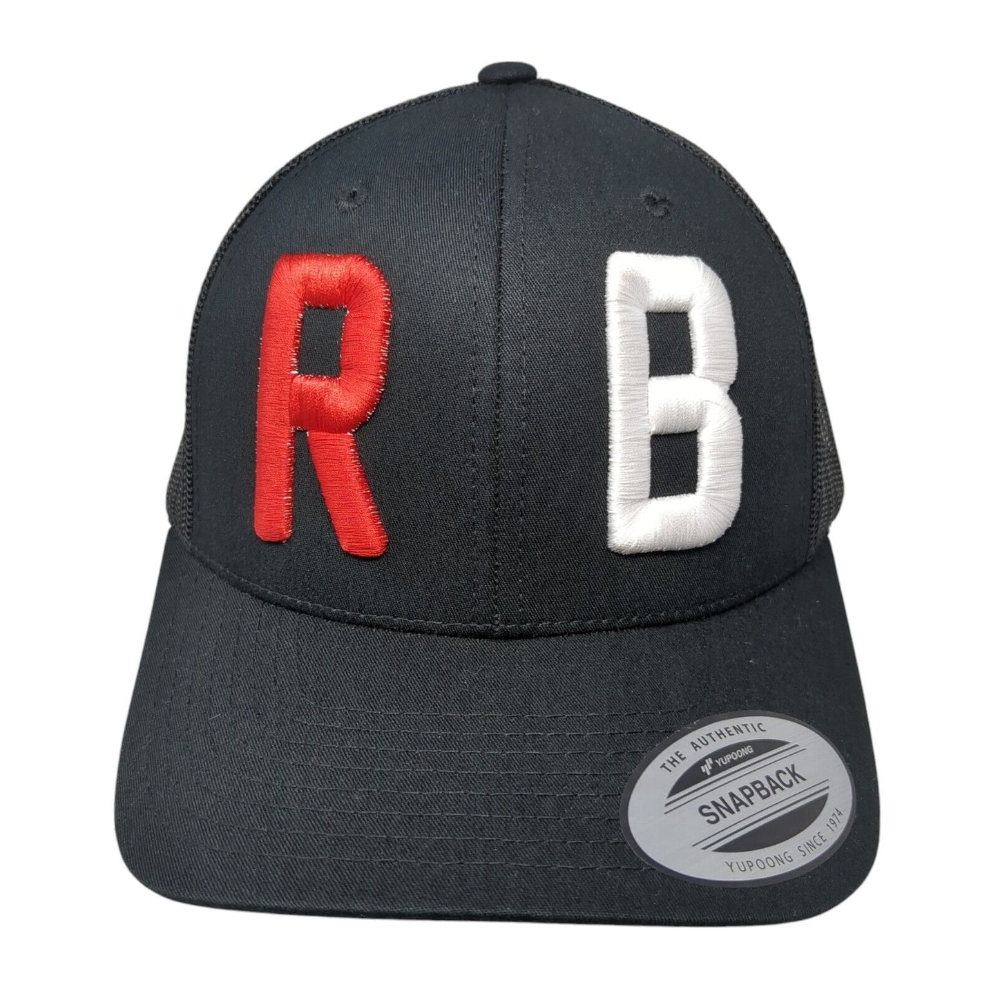 RB Snapback Trucker Hat Black OS Adjustable Embroidered Mesh Classics Yupoong