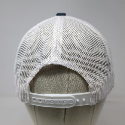 Yupoong Trucker Hat Blue White One Size First Responder Flag Mesh Snapback Patch