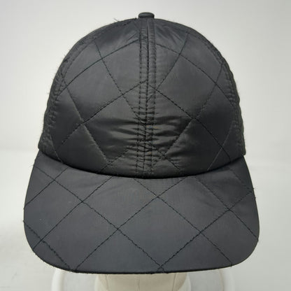 Black One Size Baseball Cap Quilted Diamond Pattern Adjustable Strapback Hat