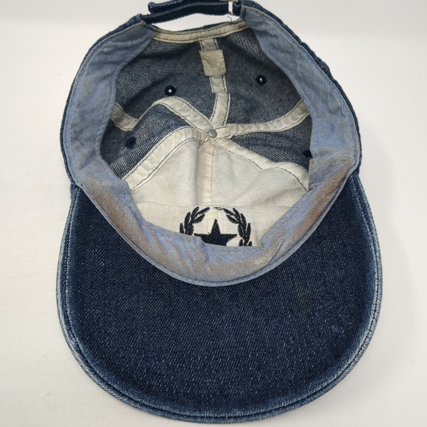 Unbranded Strapback Hat Blue One Size Adjustable Embroidered Logo Denim
