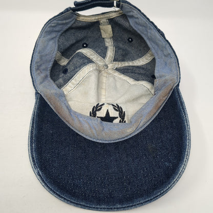 Unbranded Strapback Hat Blue One Size Adjustable Embroidered Logo Denim