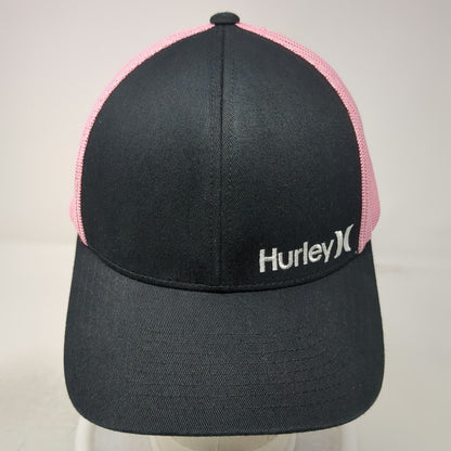 Hurley Trucker Hat Black Pink One Size Mesh Snapback Logo Embroidered Surf