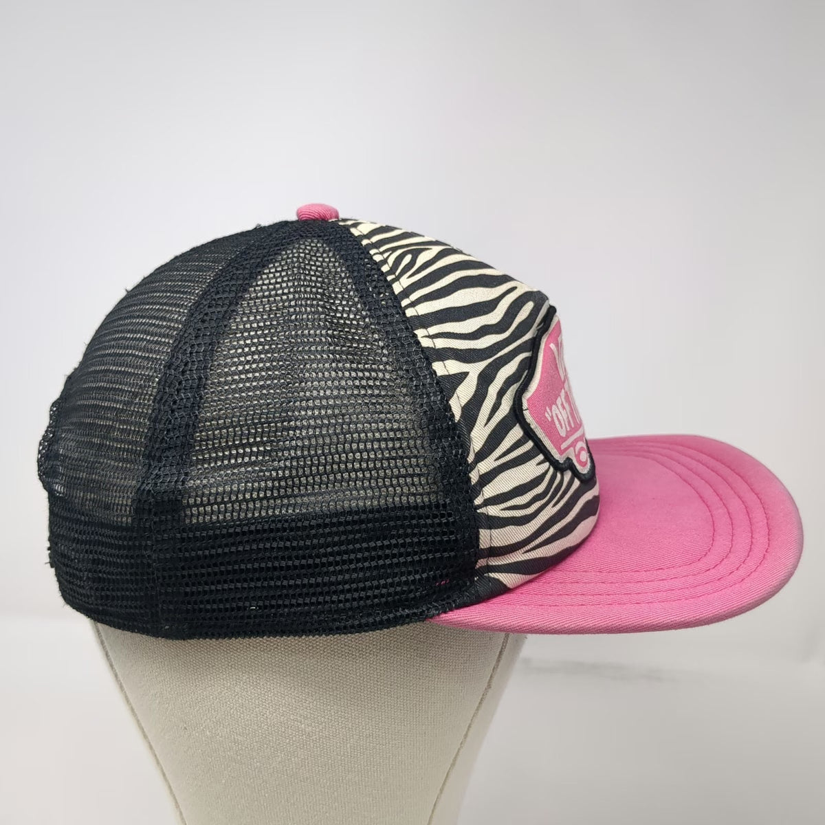 Vans Trucker Hat Pink Black White One Size Zebra Print Mesh Back Snapback