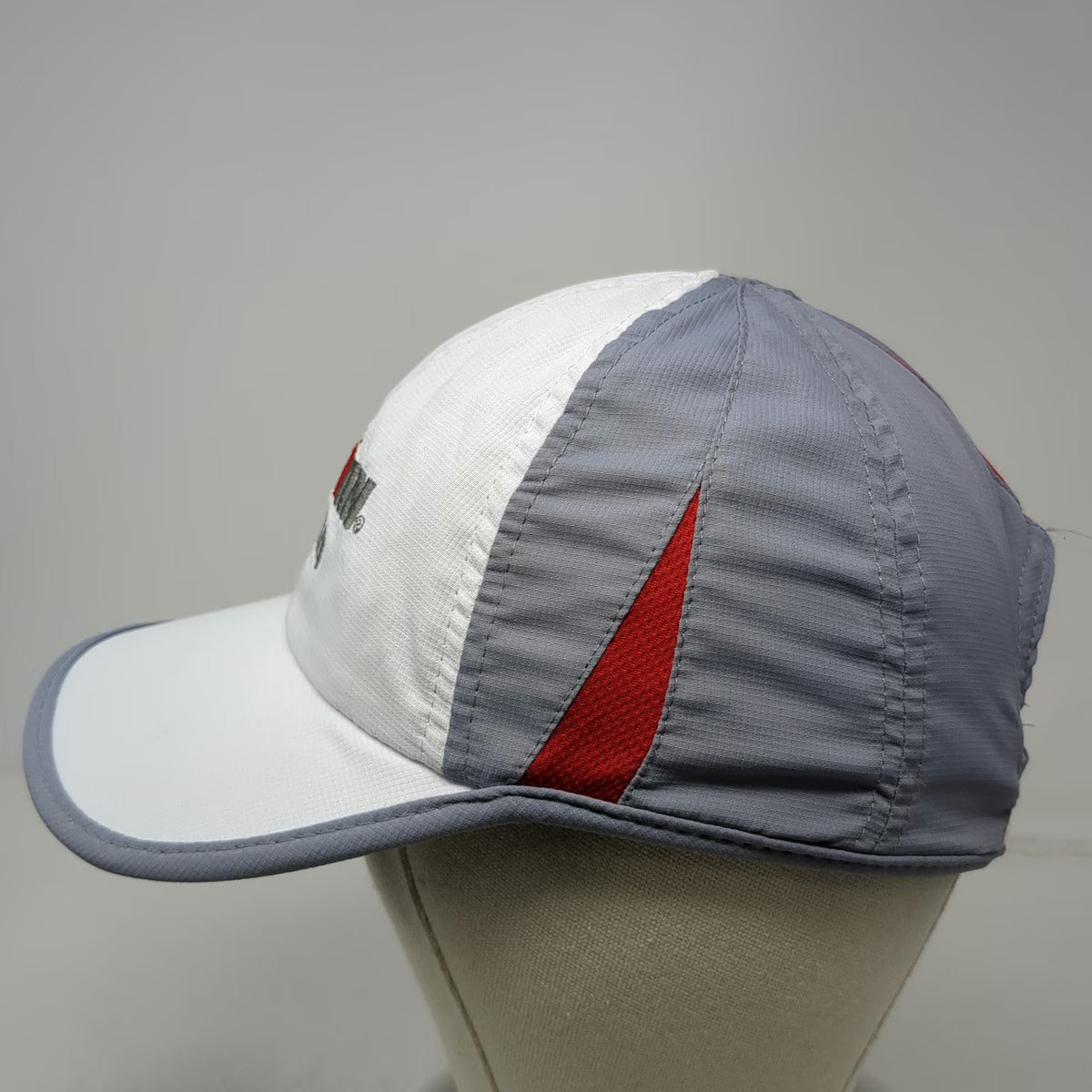 Ironman Baseball Cap White Gray Red OSFM Performance Captain Mesh Running Hat