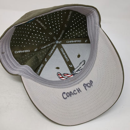 Champro Baseball Cap Green M American Flag W Laser Cut Perforated Stretch Hat