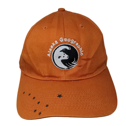 Alaska Geographic Strapback Hat Orange OS Adjustable Embroidered Port & Company