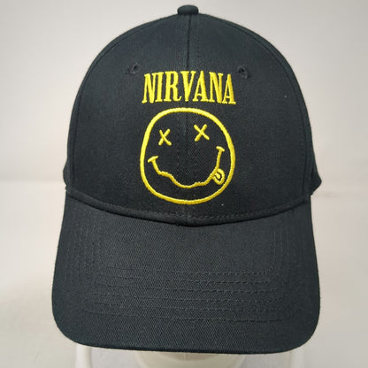Nirvana Snapback Black One Size Embroidered Smiley Face Yellow Logo Music Hat