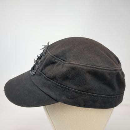 Walt Disney World Army Cap Black One Size Skull Crossbones Patch Cotton Brim Hat