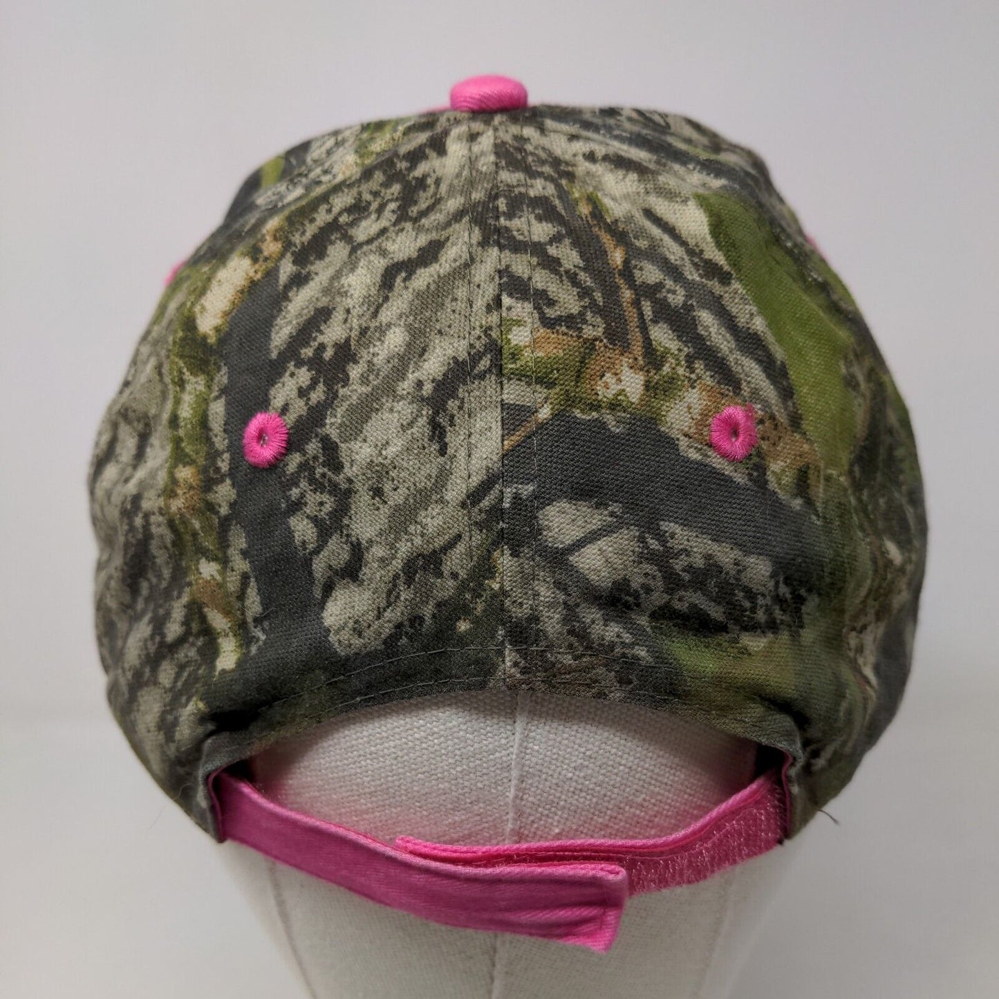 Signatures Girl's Strapback Hat Pink Camo Embroidered Logo Adjustable