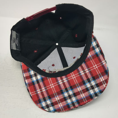 Headline Snapback Black Red Arizona Hat One Size Plaid Brim 3D Puff Embroidery
