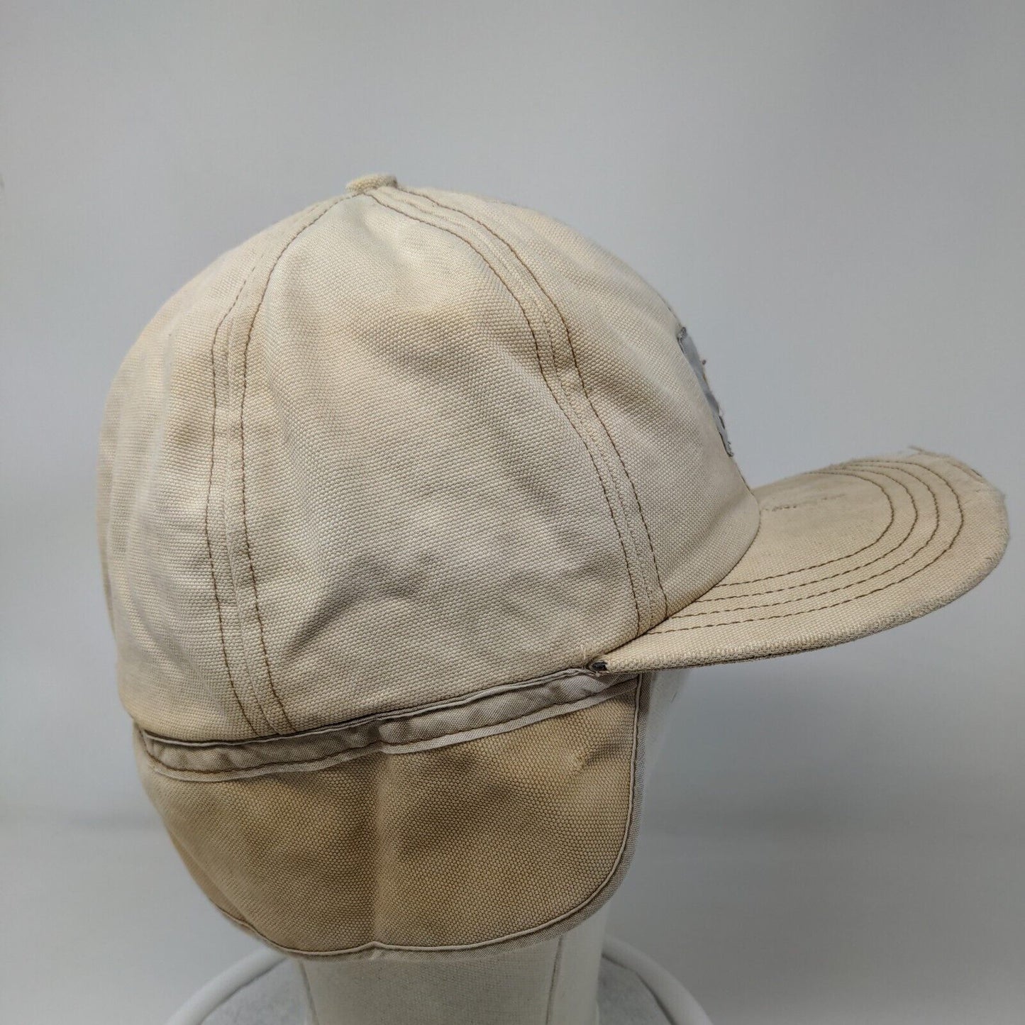 Carhartt Logo Patch Fitted Hat Tan One Size Solid 6 Panel Ear Flap